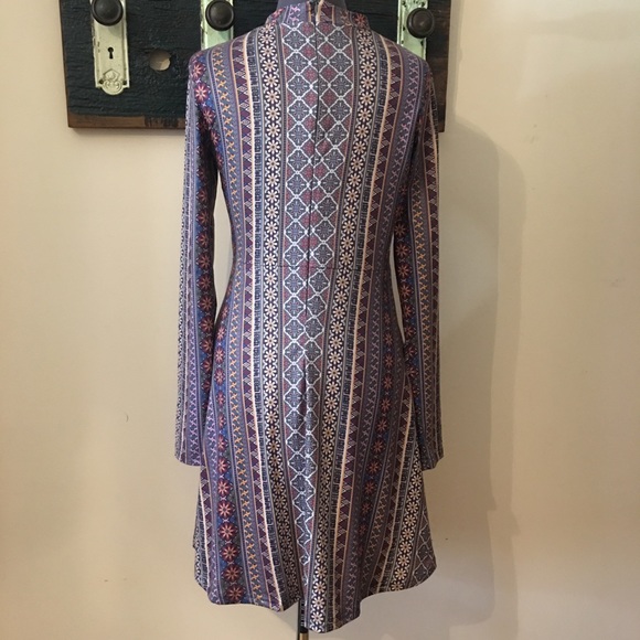 Smash! 60’s Print Boho-Style Long Sleeve Dress Size S/M - Picture 9 of 16